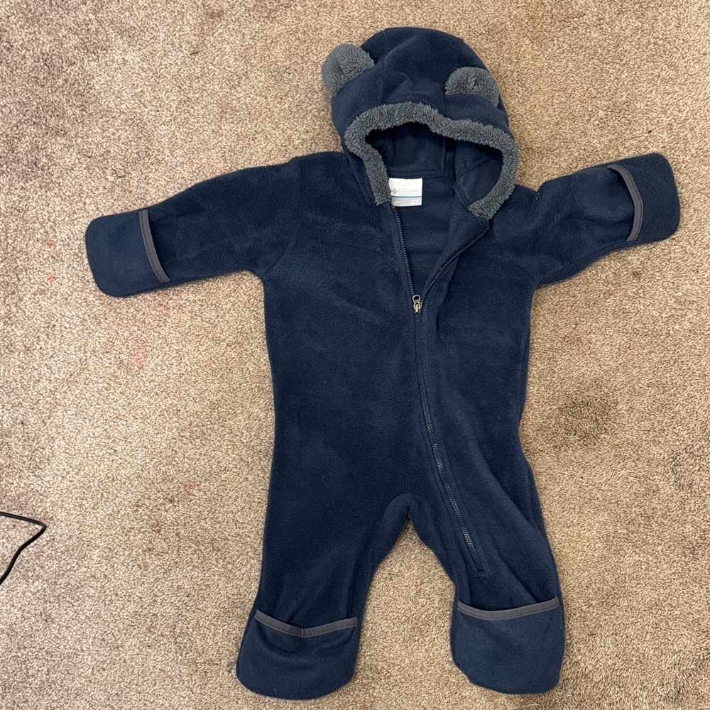 Columbia Navy Blue Kids Footie with Gray Accents